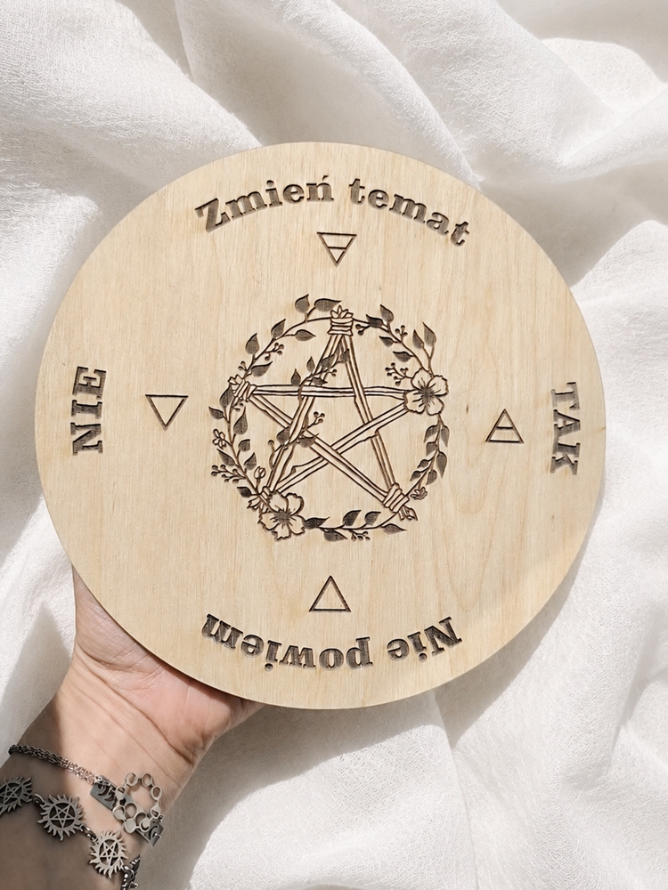 Tablica do wahadła Pentagram 20 cm naturalny półmat radiestezja - obrazek 2