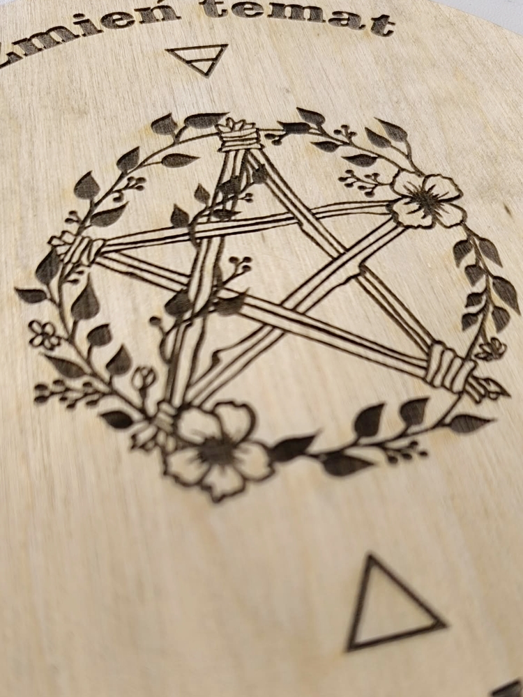 Tablica do wahadła Pentagram 20 cm naturalny półmat radiestezja - obrazek 3