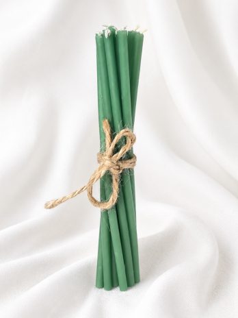Świece cerkiewne 15,5 cm ZIELONE proszebne – 10 sztuk – DOBROBYT, płodność, stabilizacja, wzrost