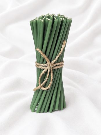 Świece cerkiewne 15,5 cm ZIELONE proszebne – 50 sztuk – DOBROBYT, płodność, stabilizacja, wzrost