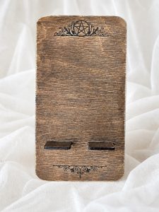 Stojak na Kartę Tarota Lenormand Wyroczni stare drewno pentagram mały