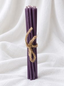 Świece rytualne cerkiewne 15,5 cm FIOLETOWE proszebne – 10 sztuk – DUCHOWOŚĆ, Intuicja, równowaga, Jowisz
